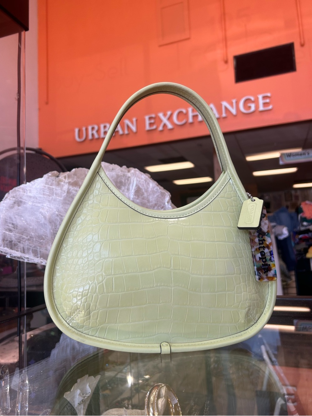 Lime Coach Ergo Bag In Croc Embossed Coachtopia Leather